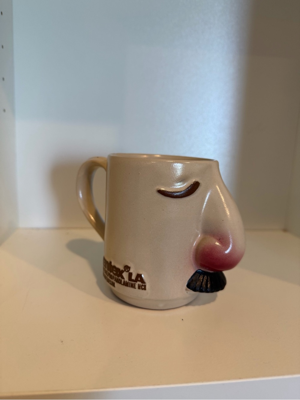 Vintage Entex LA Face Nose Mustache Ceramic Advertising Novelty Mug